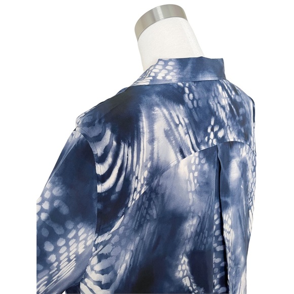 COS Silk Long Sleeve Button Up Shirt Blouse Printed Blue White Small NWT 8 - Picture 7 of 14